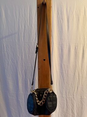 Black Quilted Crossbody Bag with Gold Chain